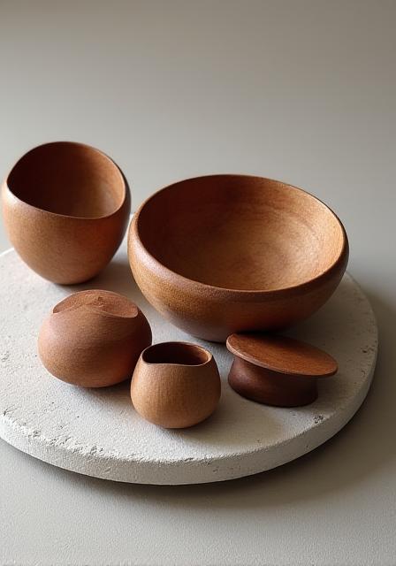 Hand-turned wooden bowls